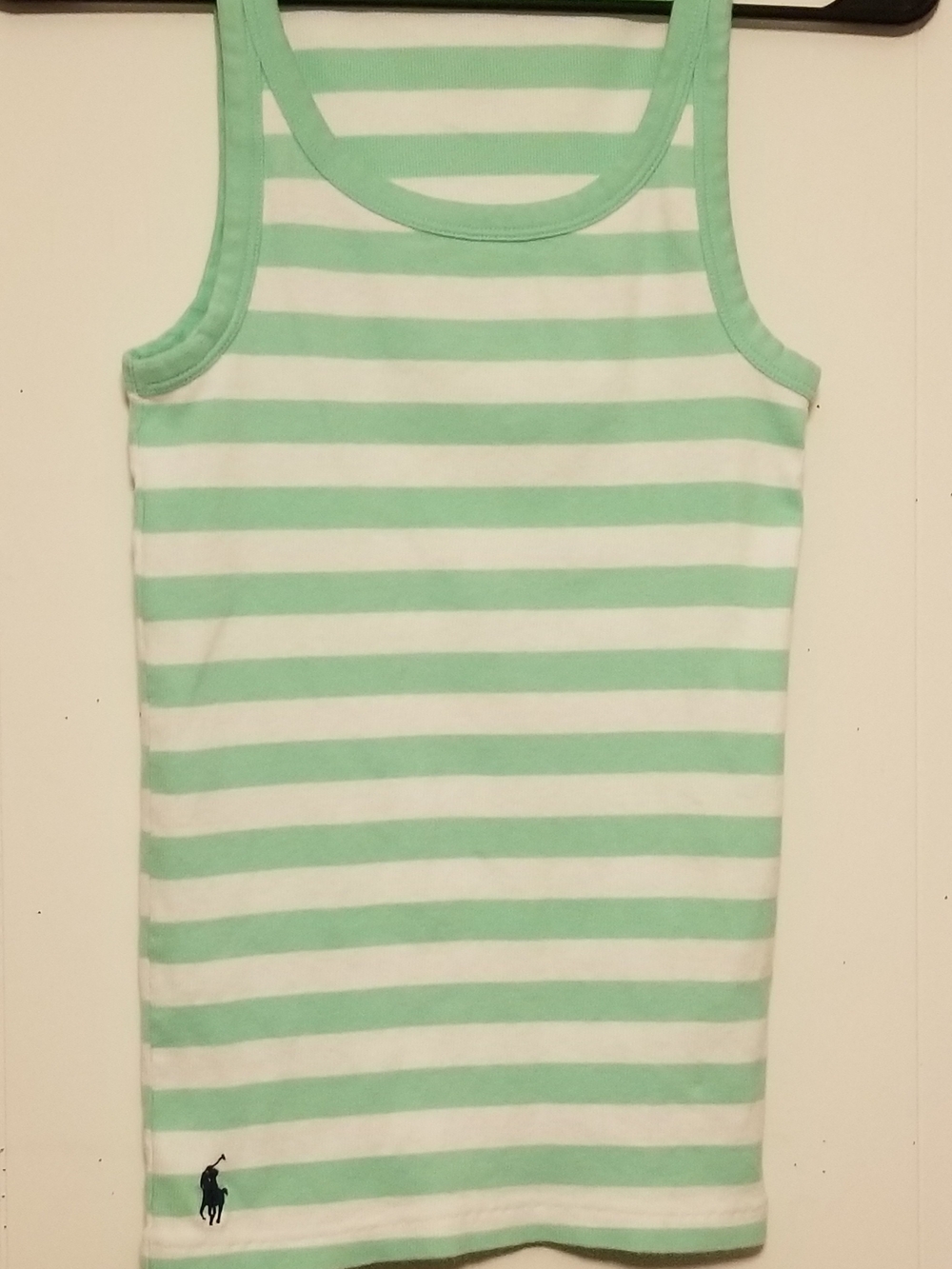 Ralph Lauren Mint Green and White Striped Tank Top